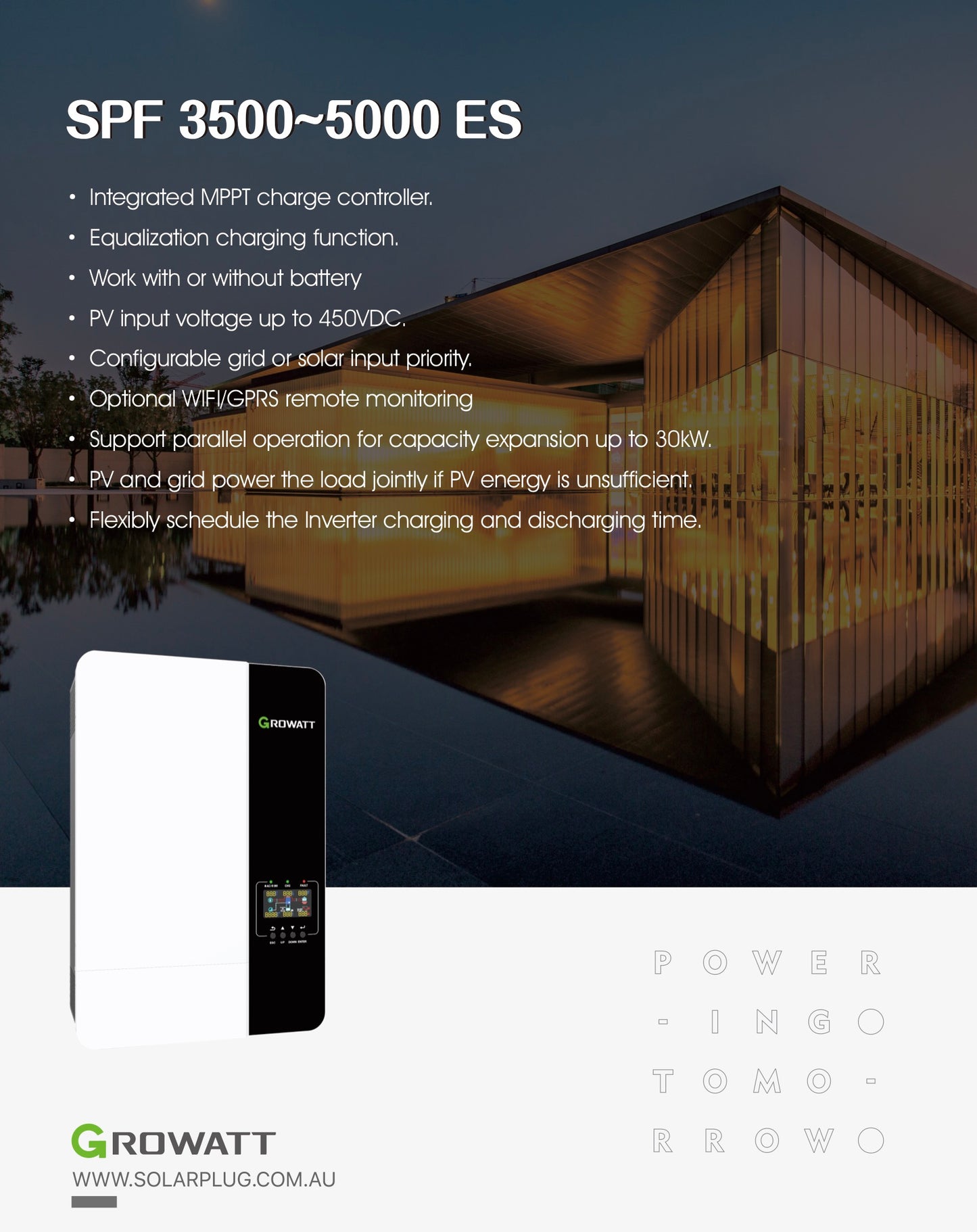 Growatt 5kwh Battery x 2 +Jinko x 15 Framed Panels HARDWIRED TIN Kit- Up to $2500 Rebate may be available
